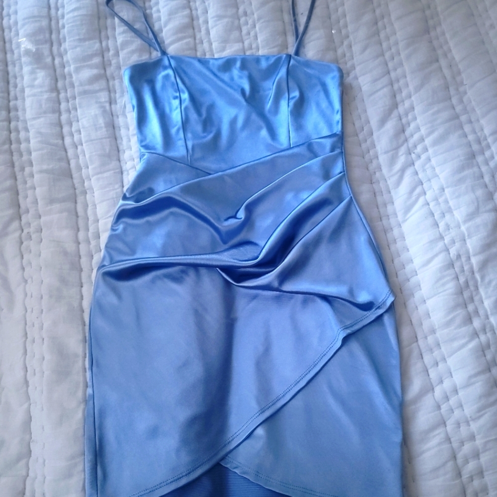 Periwinkle Satin mini dress